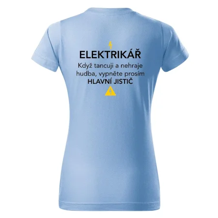 Elektrikář - hlavní jistič - Nápis na zádech