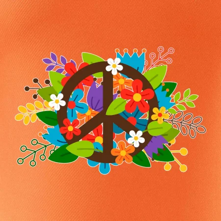 Peace symbol prorostlý květinami