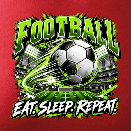 Fotbalový míč a stadion eat sleep repeat