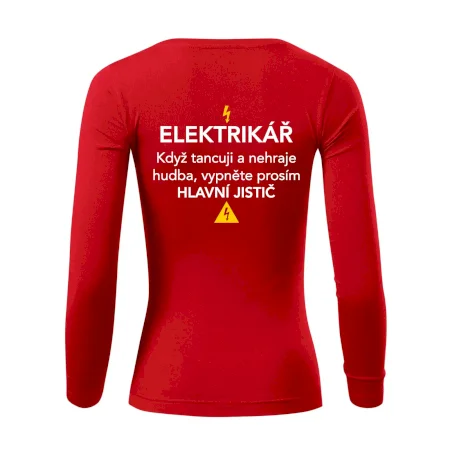 Elektrikář - hlavní jistič - Nápis na zádech