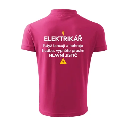 Elektrikář - hlavní jistič - Nápis na zádech