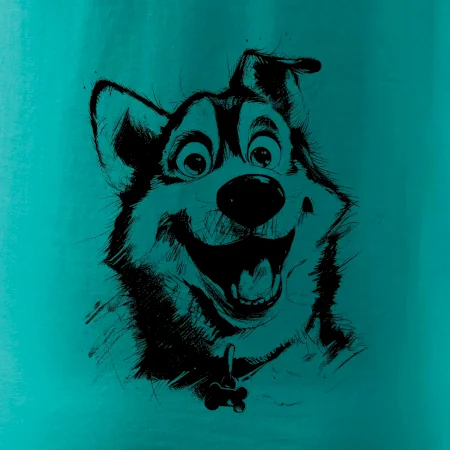 Černobílá karikatura husky