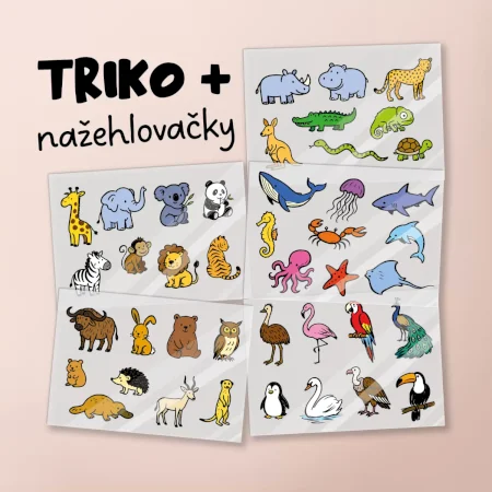 Tričko + 42 nažehlovacích zvířátek