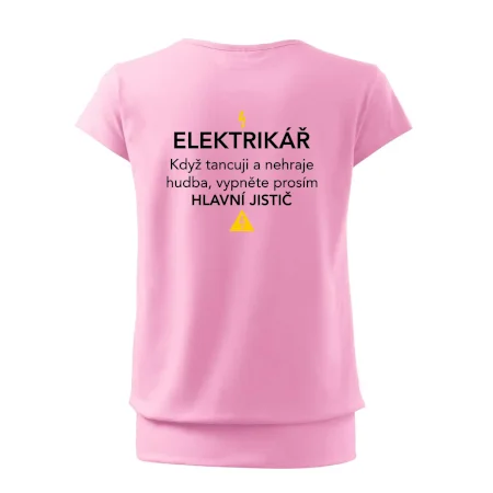 Elektrikář - hlavní jistič - Nápis na zádech