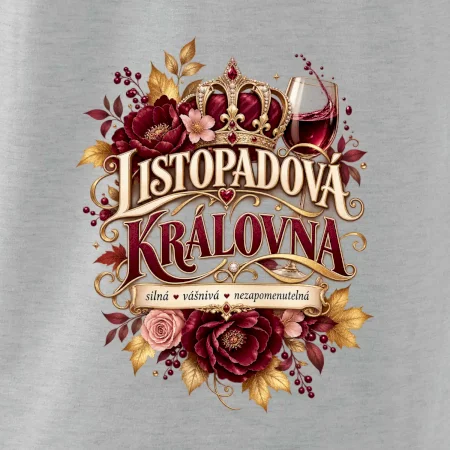 Listopadová královna s vínem a květinami