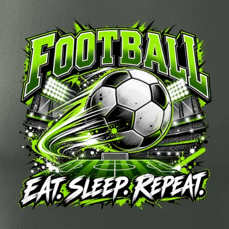 Fotbalový míč a stadion eat sleep repeat