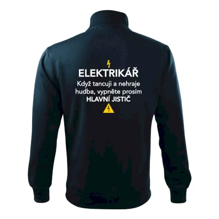 Elektrikář - hlavní jistič - Nápis na zádech
