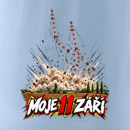 Liblice B pád vysílačů moje 11 září komiksový motiv