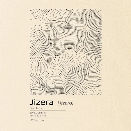 Jizera - vrstevnice v obdélníku