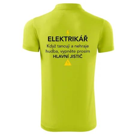 Elektrikář - hlavní jistič - Nápis na zádech