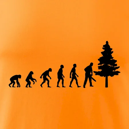 Evoluce dřevorubec - pila a strom