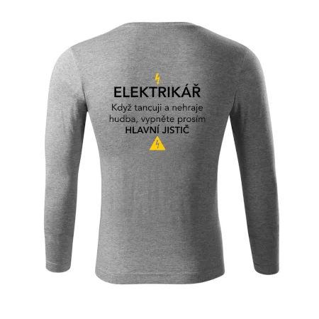Elektrikář - hlavní jistič - Nápis na zádech