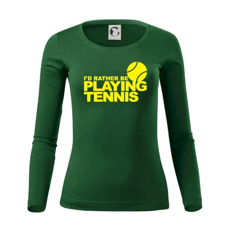 Playing tennis
