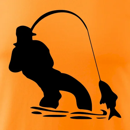 Rybář tahající rybu