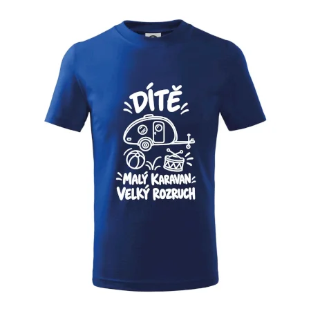 Dítě malý karavan velký rozruch bílý linkový potisk