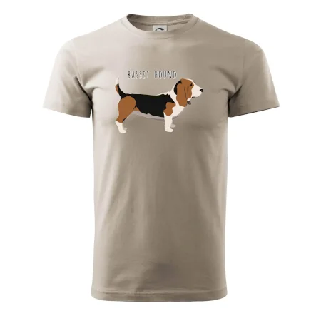 Basset hound pes s nápisem