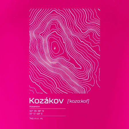 Kozákov - vrstevnice v obdélníku