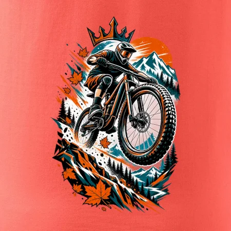 Listopadový horský cyklista při adrenalinovém skoku