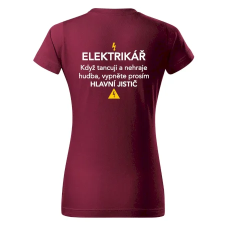 Elektrikář - hlavní jistič - Nápis na zádech