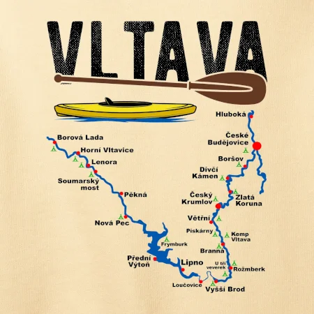 Mapa řeky Vltavy