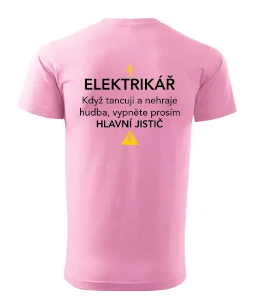 Elektrikář - hlavní jistič - Nápis na zádech