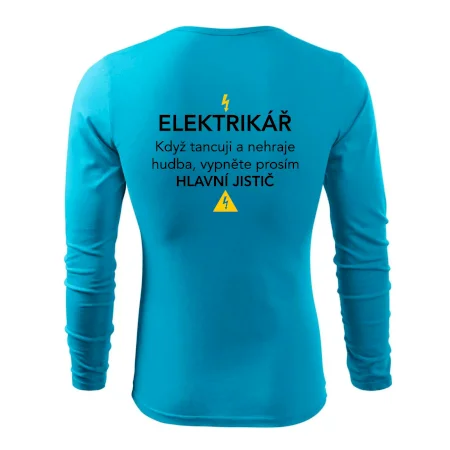 Elektrikář - hlavní jistič - Nápis na zádech