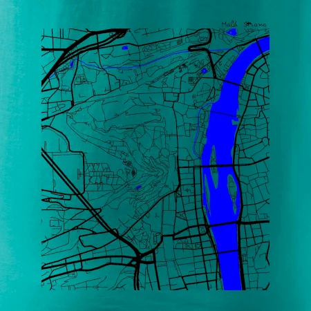 Praha Malá Strana - Mapa s vodními toky