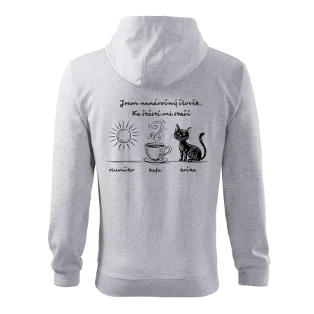 Jsem nenáročný člověk. Ke štěstí mi stačí sluníčko kafe kočka