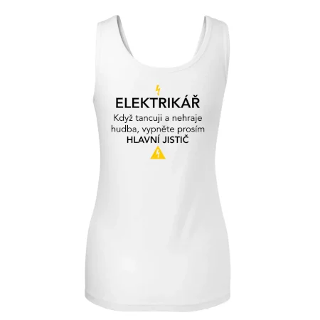 Elektrikář - hlavní jistič - Nápis na zádech