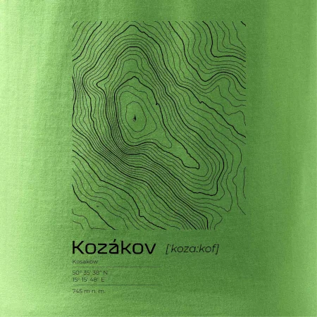 Kozákov - vrstevnice v obdélníku