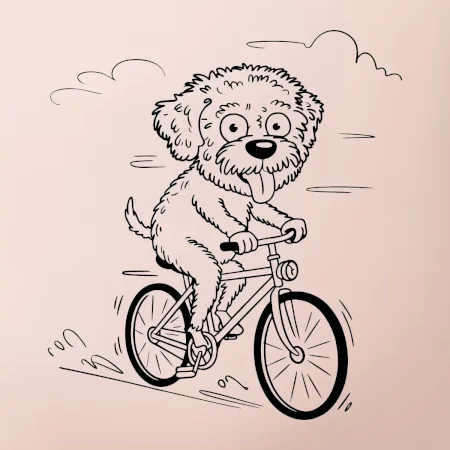 Lagotto romagnolo karikatura na kole černá