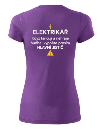 Elektrikář - hlavní jistič - Nápis na zádech