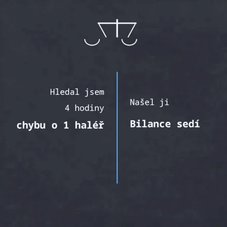 Hledání haléře bilance sedí