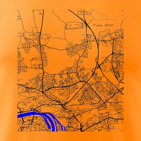 Praha 18200 - Mapa s vodními toky