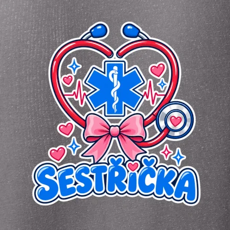 Sestřička - kreslený kříž a srdce