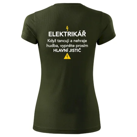 Elektrikář - hlavní jistič - Nápis na zádech