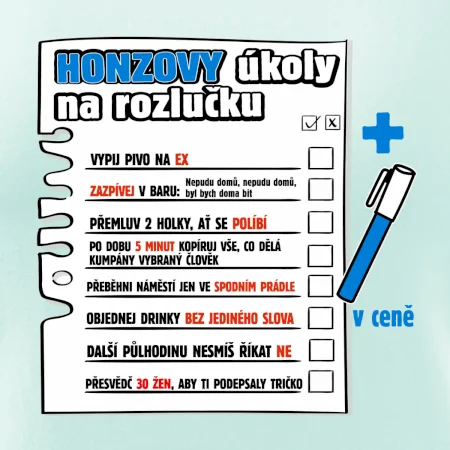 Triko na rozlučku s úkoly na předek pro ženicha