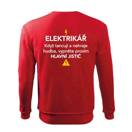 Elektrikář - hlavní jistič - Nápis na zádech