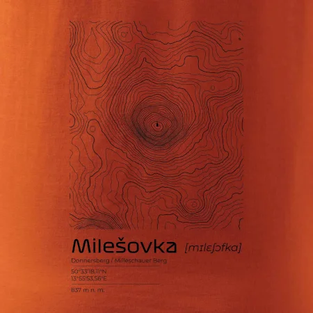 Milešovka - vrstevnice v obdélníku