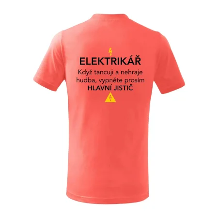 Elektrikář - hlavní jistič - Nápis na zádech