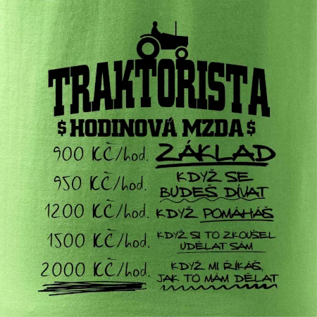 Traktorista hodinová mzda