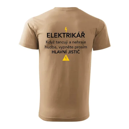 Elektrikář - hlavní jistič - Nápis na zádech
