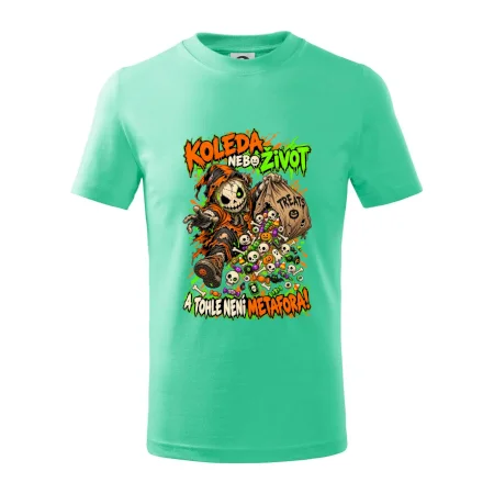 Halloweenský koledník s pytlem strašidelných sladkostí