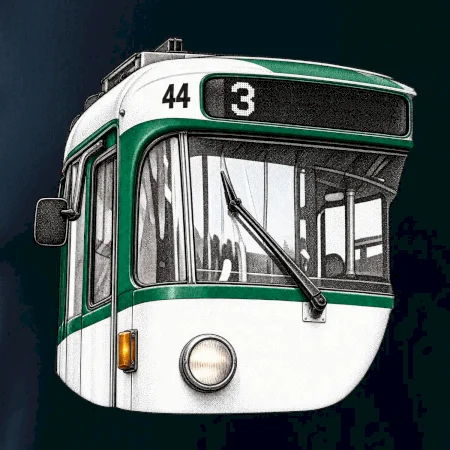 Detail čela T3R SLF tečkovaná perokresba