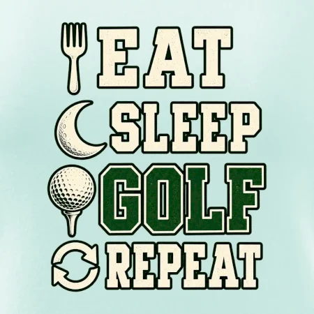 Eat sleep golf repeat typografie