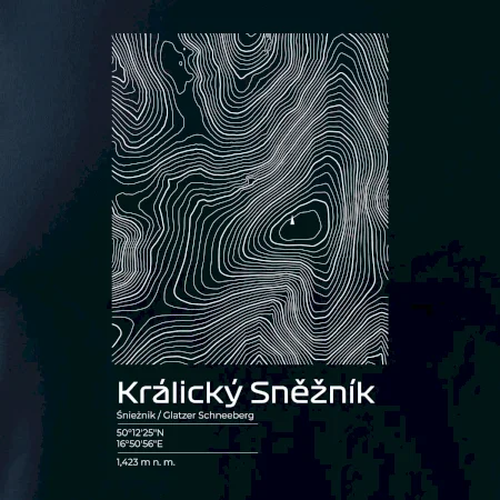 Králický Sněžník - vrstevnice v obdélníku