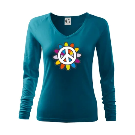 Peace symbol s kreslenou květinou