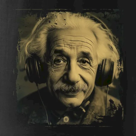Albert se sluchátky