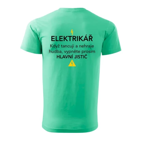 Elektrikář - hlavní jistič - Nápis na zádech