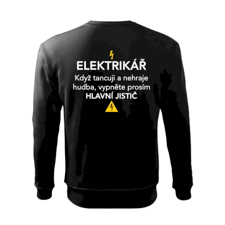 Elektrikář - hlavní jistič - Nápis na zádech